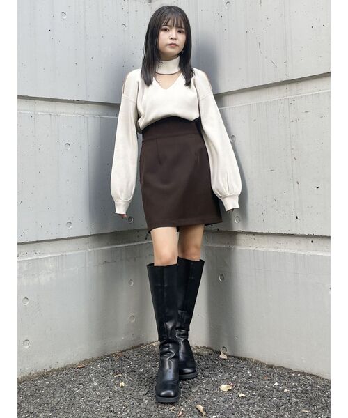 MURUA（ムルーア）の「カーブウエストミニスカート（スカート・レディース・ブラック/ブラウン・1/2）」の13枚目の写真