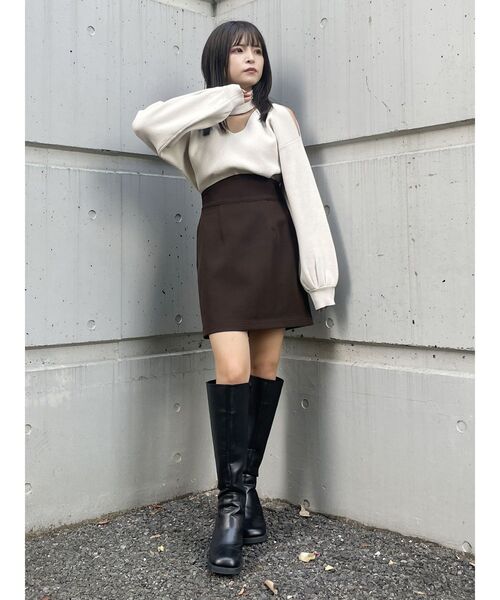 MURUA（ムルーア）の「カーブウエストミニスカート（スカート・レディース・ブラック/ブラウン・1/2）」の14枚目の写真