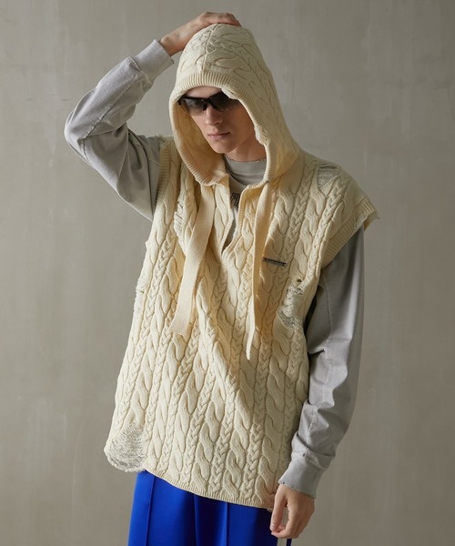 PRANK PROJECT(プランクプロジェクト)の「クラッシュケーブルベスト / Crashed Cable Vest(ベスト・レディース・レッド/ブラック/グレー/アイボリー・FREE)」の20枚目の写真