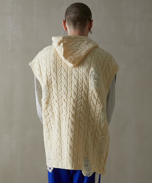 PRANK PROJECT(プランクプロジェクト)の「クラッシュケーブルベスト / Crashed Cable Vest(ベスト・レディース・レッド/ブラック/グレー/アイボリー・FREE)」の19枚目の写真