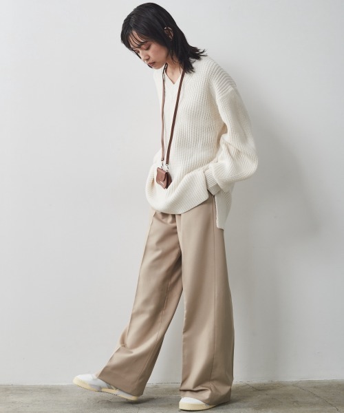 CHIC STYLE（シックスタイル）の「＜大きいサイズ＞T/Rワイドパンツ シックスタイル（スラックス・レディース・ベージュ/ブラック・3L/5L/L/LL/4L）」の7枚目の写真
