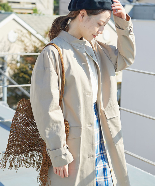 PAR ICI（パーリッシィ）の「交織ツイル スタンドコート（その他アウター・レディース・ベージュ/カーキ/ネイビー・FREE）」の13枚目の写真