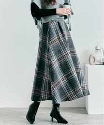 ツイード チェック フレア スカート