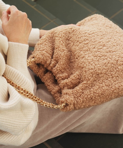 ZAKKA-BOX（ザッカボックス）の「ボアチェーンバッグ（ショルダーバッグ・レディース・ベージュ/ブラック/キャメル/モカ/イエロー系その他・FREE）」の9枚目の写真