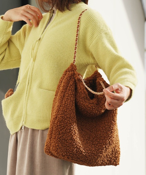 ZAKKA-BOX（ザッカボックス）の「ボアチェーンバッグ（ショルダーバッグ・レディース・ベージュ/ブラック/キャメル/モカ/イエロー系その他・FREE）」の17枚目の写真