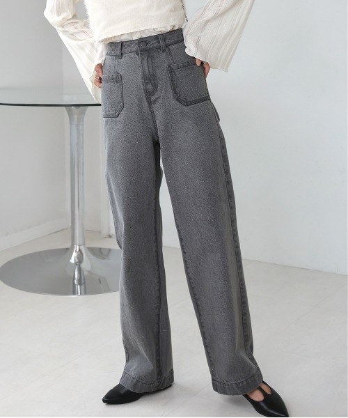 Bab(バブ)の「【S・M・L 展開あり】フロントダブルポケットデニムパンツ(デニムパンツ・レディース・ライトブルー/グレー/インディゴブルー・S/L/M)」の2枚目の写真