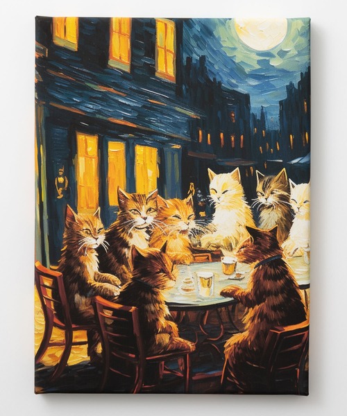 キャンバスプリント レインボーキャット 絵画 額付き インテリア Amazon.co.jp: 面白い 猫と魚 ネコ柄 アニメ 絵画ポスター