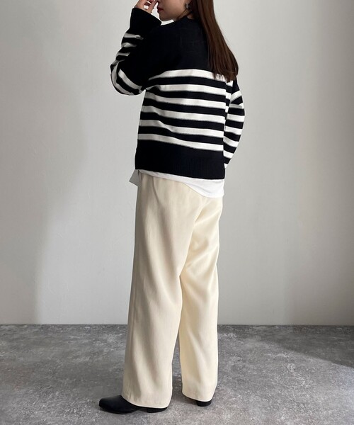 fredy emue（フレディエミュ）の「シルキーウォームツイルセミワイドパンツ（その他パンツ・レディース・ブラック/オフホワイト/カーキ/サックスブルー・36/38）」の6枚目の写真