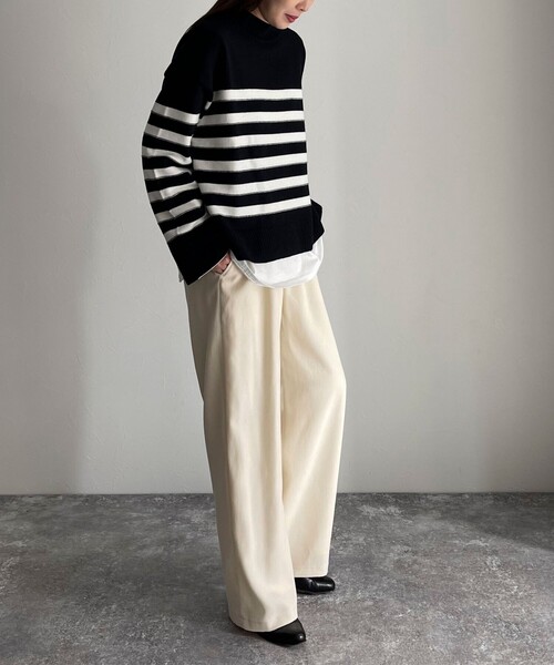 fredy emue（フレディエミュ）の「シルキーウォームツイルセミワイドパンツ（その他パンツ・レディース・ブラック/オフホワイト/カーキ/サックスブルー・36/38）」の7枚目の写真