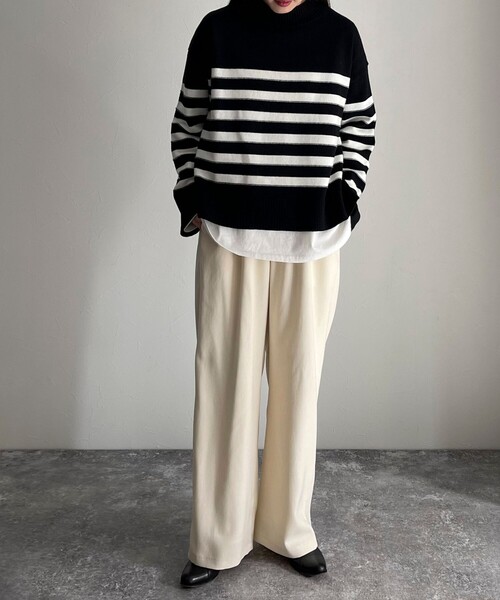 fredy emue（フレディエミュ）の「シルキーウォームツイルセミワイドパンツ（その他パンツ・レディース・ブラック/オフホワイト/カーキ/サックスブルー・36/38）」の8枚目の写真