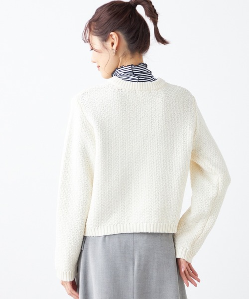 Petit Honfleur(プチオンフルール)の「ニットジャケット(カーディガン/ボレロ・レディース・ネイビー/アイボリー・L/M)」の11枚目の写真
