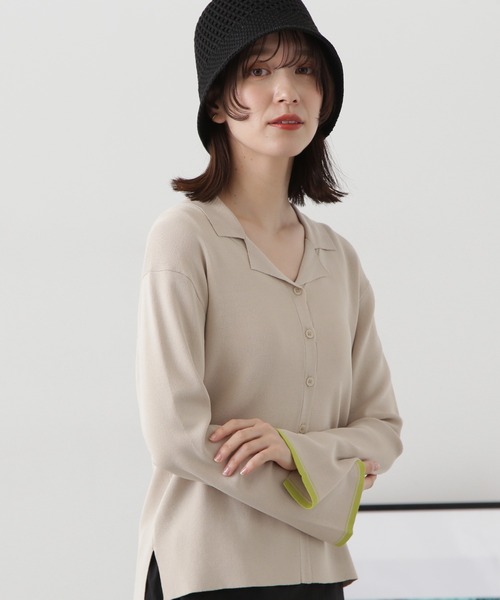 N.(N. Natural Beauty Basic)(エヌエヌナチュラルビューティーベーシック)の「◆バイカラー総針カイキンニット(ニット/セーター・レディース・ベージュ/オフホワイト/ネイビー・MEDIUM)」の12枚目の写真