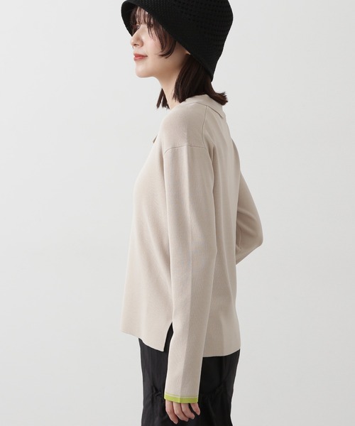 N.(N. Natural Beauty Basic)(エヌエヌナチュラルビューティーベーシック)の「◆バイカラー総針カイキンニット(ニット/セーター・レディース・ベージュ/オフホワイト/ネイビー・MEDIUM)」の19枚目の写真