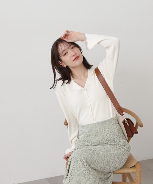 N.(N. Natural Beauty Basic)(エヌエヌナチュラルビューティーベーシック)の「◆バイカラー総針カイキンニット(ニット/セーター・レディース・ベージュ/オフホワイト/ネイビー・MEDIUM)」の11枚目の写真