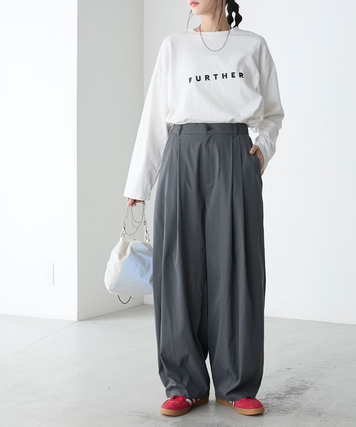 forksy.（フォルクシー）の「【forksy.】タックボリュームクラウンパンツ（スラックス・レディース・グレイッシュベージュ/ダークグレー/ピンク/ライトブルー・L/M）」の12枚目の写真