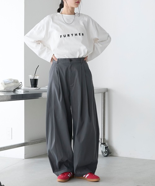 forksy.（フォルクシー）の「【forksy.】タックボリュームクラウンパンツ（スラックス・レディース・グレイッシュベージュ/ダークグレー/ピンク/ライトブルー・L/M）」の14枚目の写真