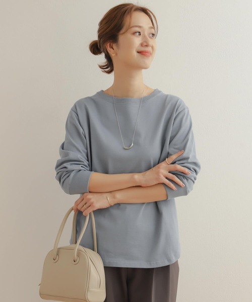 URBAN RESEARCH DOORS（アーバンリサーチドアーズ）の「USAコットンロングスリーブプルオーバー（Tシャツ/カットソー・レディース・オフホワイト/ブルー/チャコールグレー・MEDIUM）」の21枚目の写真