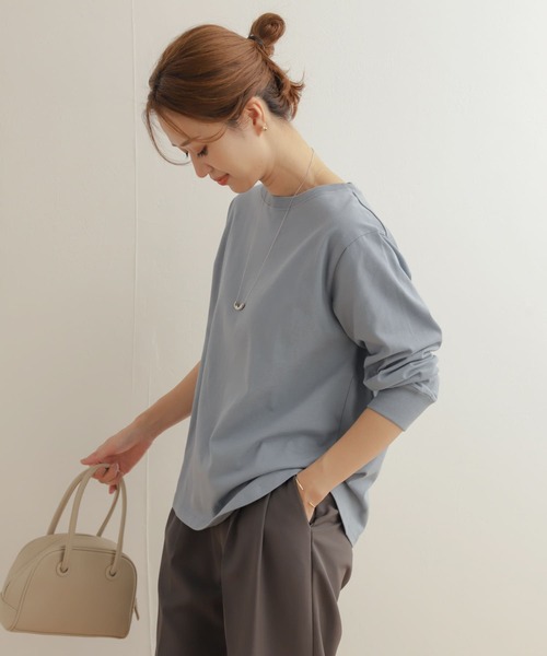 URBAN RESEARCH DOORS（アーバンリサーチドアーズ）の「USAコットンロングスリーブプルオーバー（Tシャツ/カットソー・レディース・オフホワイト/ブルー/チャコールグレー・MEDIUM）」の20枚目の写真