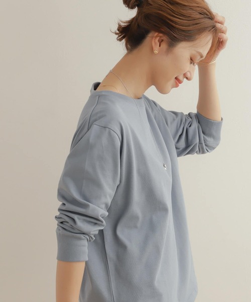 URBAN RESEARCH DOORS（アーバンリサーチドアーズ）の「USAコットンロングスリーブプルオーバー（Tシャツ/カットソー・レディース・オフホワイト/ブルー/チャコールグレー・MEDIUM）」の19枚目の写真