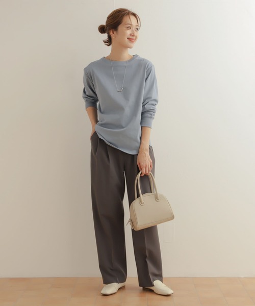 URBAN RESEARCH DOORS（アーバンリサーチドアーズ）の「USAコットンロングスリーブプルオーバー（Tシャツ/カットソー・レディース・オフホワイト/ブルー/チャコールグレー・MEDIUM）」の17枚目の写真