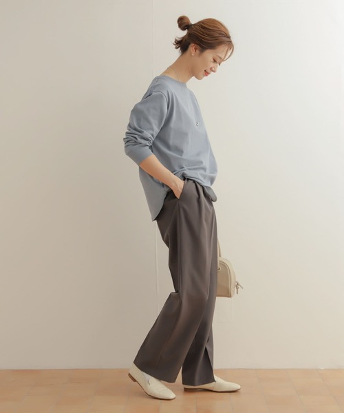 URBAN RESEARCH DOORS（アーバンリサーチドアーズ）の「USAコットンロングスリーブプルオーバー（Tシャツ/カットソー・レディース・オフホワイト/ブルー/チャコールグレー・MEDIUM）」の16枚目の写真