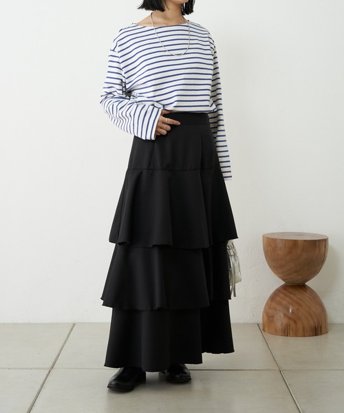 SHENERY(シーナリー)の「ボーダーロングスリーブカットソー(Tシャツ/カットソー・レディース・ライム/ブルー・FREE)」の8枚目の写真