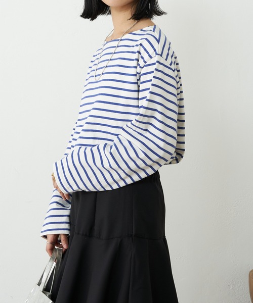 SHENERY(シーナリー)の「ボーダーロングスリーブカットソー(Tシャツ/カットソー・レディース・ライム/ブルー・FREE)」の21枚目の写真