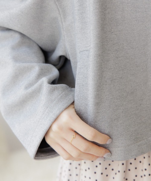 flower（フラワー）の「ウォーミーサニージャケット（ノーカラージャケット・レディース・アイボリー/グレー・FREE）」の9枚目の写真