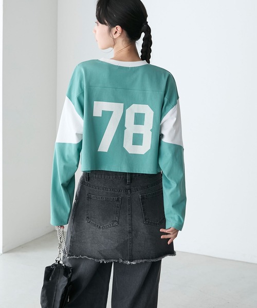 forksy.】ナンバリングショート丈フットボールロンT forksy