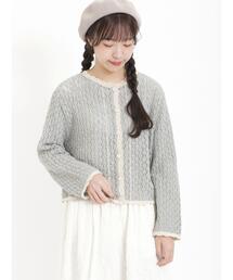 Samansa Mos2 | 透かし配色トリミングカーディガン(カーディガン/ボレロ)