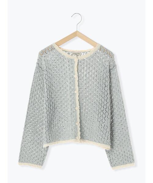 Samansa Mos2（サマンサ モスモス）の「透かし配色トリミングカーディガン（カーディガン/ボレロ・レディース・ブルー/モカ/キナリ・F）」の10枚目の写真