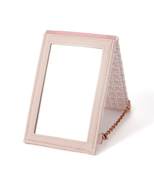 ツイード 折り畳みミラー S ピンク（手鏡/メイクミラー）｜Francfranc