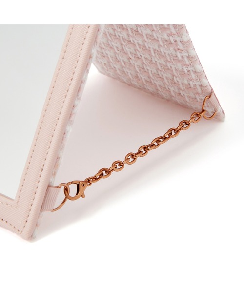 ツイード 折り畳みミラー S ピンク（手鏡/メイクミラー）｜Francfranc