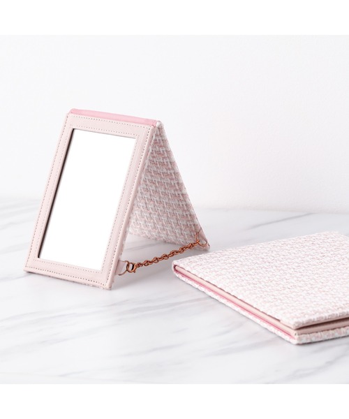 ツイード 折り畳みミラー S ピンク（手鏡/メイクミラー）｜Francfranc