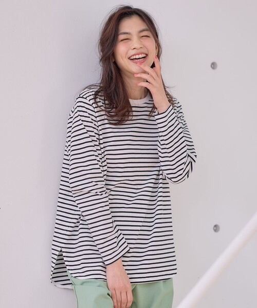 ANY(エニィ)の「テールロングTシャツ(Tシャツ/カットソー・レディース・アイボリー系/アイボリー系1・3/2)」の2枚目の写真