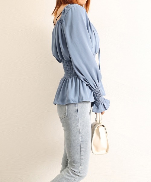 Miniministore(ミニミニストア)の「ウエストシャーリングブラウス レディース(シャツ/ブラウス・レディース・アイボリー/ブルー・M/L)」の5枚目の写真