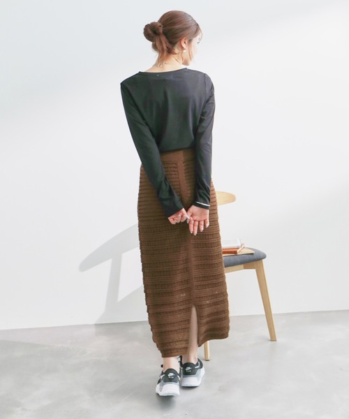 ROPE' PICNIC（ロペピクニック）の「セットアップ対応/透かし編みテープヤーンIラインニットスカート（スカート・レディース・ブラウン系その他2/ブラック系その他/ホワイト系その他5・40/38）」の21枚目の写真
