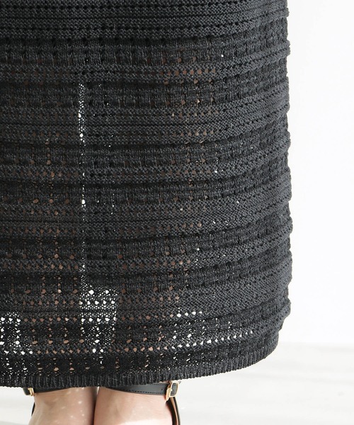 ROPE' PICNIC（ロペピクニック）の「セットアップ対応/透かし編みテープヤーンIラインニットスカート（スカート・レディース・ブラウン系その他2/ブラック系その他/ホワイト系その他5・40/38）」の14枚目の写真