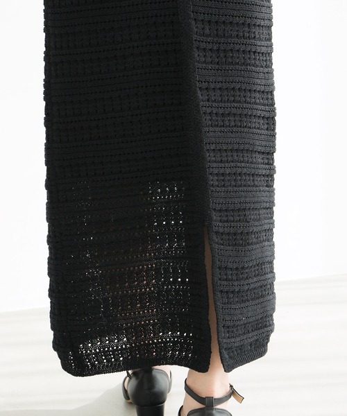 ROPE' PICNIC（ロペピクニック）の「セットアップ対応/透かし編みテープヤーンIラインニットスカート（スカート・レディース・ブラウン系その他2/ブラック系その他/ホワイト系その他5・40/38）」の15枚目の写真