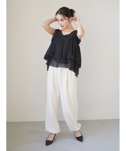 Stylevoice for xxx(スタイルヴォイスフォー)の「ソフトジョーゼットドロストパンツ(その他パンツ・レディース・ホワイト/ブラック・FREE)」の18枚目の写真