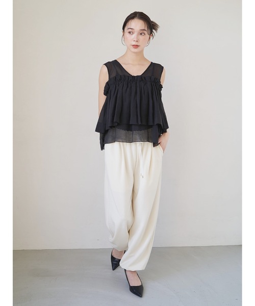 Stylevoice for xxx(スタイルヴォイスフォー)の「ソフトジョーゼットドロストパンツ(その他パンツ・レディース・ホワイト/ブラック・FREE)」の19枚目の写真