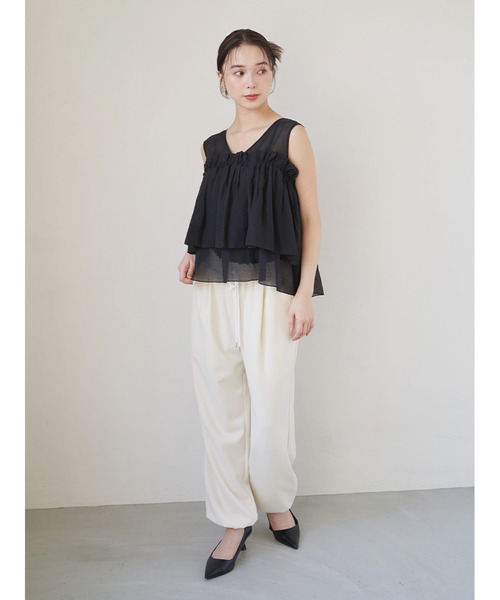 Stylevoice for xxx(スタイルヴォイスフォー)の「ソフトジョーゼットドロストパンツ(その他パンツ・レディース・ホワイト/ブラック・FREE)」の20枚目の写真