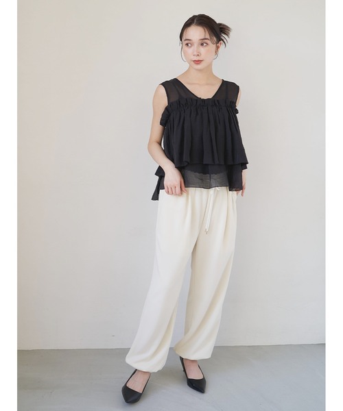 Stylevoice for xxx(スタイルヴォイスフォー)の「ソフトジョーゼットドロストパンツ(その他パンツ・レディース・ホワイト/ブラック・FREE)」の21枚目の写真