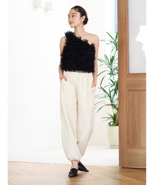 Stylevoice for xxx(スタイルヴォイスフォー)の「ソフトジョーゼットドロストパンツ(その他パンツ・レディース・ホワイト/ブラック・FREE)」の5枚目の写真