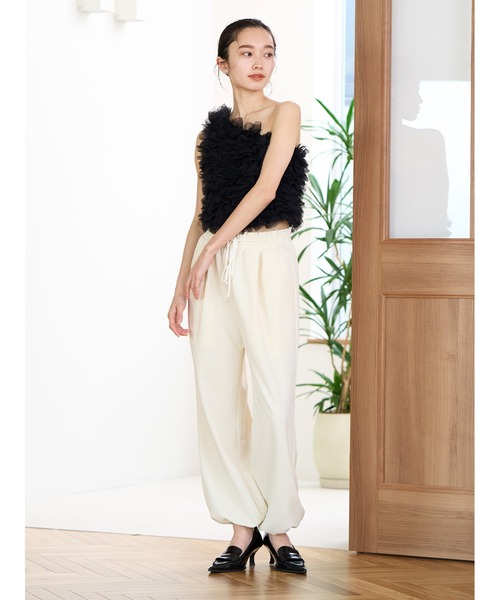 Stylevoice for xxx(スタイルヴォイスフォー)の「ソフトジョーゼットドロストパンツ(その他パンツ・レディース・ホワイト/ブラック・FREE)」の7枚目の写真