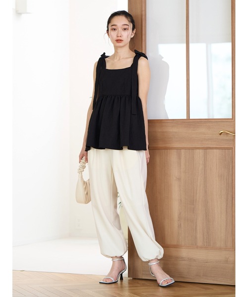 Stylevoice for xxx(スタイルヴォイスフォー)の「ソフトジョーゼットドロストパンツ(その他パンツ・レディース・ホワイト/ブラック・FREE)」の10枚目の写真