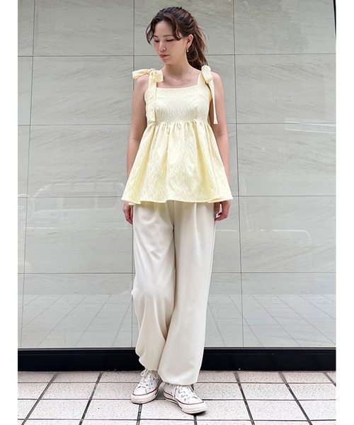 Stylevoice for xxx(スタイルヴォイスフォー)の「ソフトジョーゼットドロストパンツ(その他パンツ・レディース・ホワイト/ブラック・FREE)」の15枚目の写真