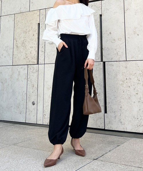 Stylevoice for xxx(スタイルヴォイスフォー)の「ソフトジョーゼットドロストパンツ(その他パンツ・レディース・ホワイト/ブラック・FREE)」の3枚目の写真