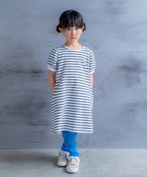 袖ギャザーパフ半袖ワンピース