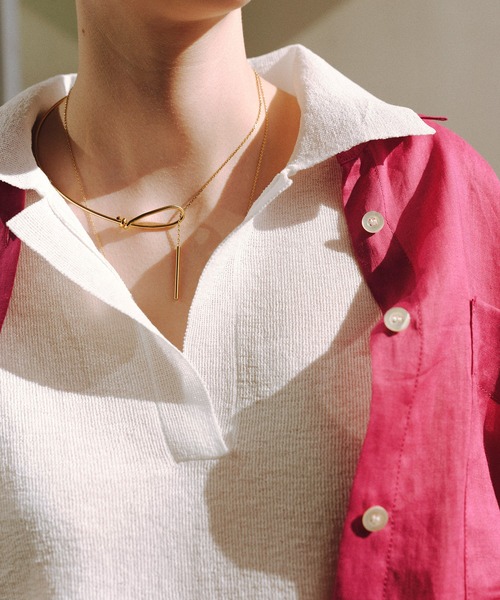 ROPE'（ロペ）の「リネンライクスキッパー半袖トップス（ニット/セーター・レディース・ネイビー/オフホワイト・FREE）」の2枚目の写真